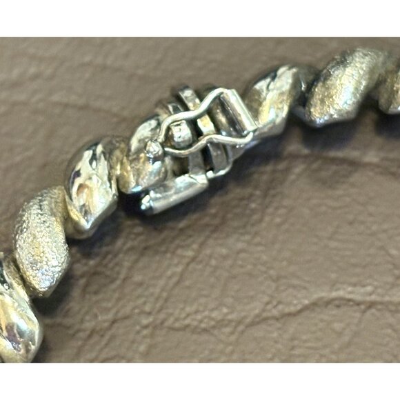 Sterling Silver Brev Italy San Marco Link Chain 16” Textured Necklace - 45 Gram - Picture 5 of 11